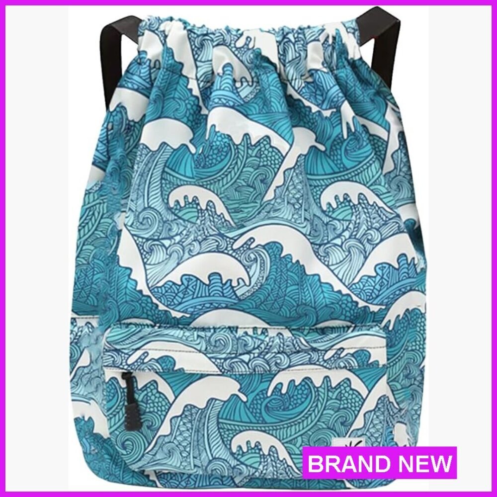 Waterproof Drawstring Backpack Gym Sports Beach Travel Daypack Unisex Adjustable